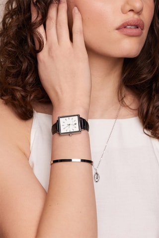 Leren Quartz Horloge Desert- Zwart