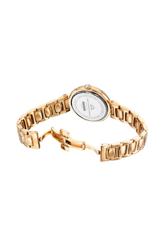 Stalen Quartz Horloge met Diamanten en Parelmoer Etoile - Maanstandweergave - Goudkleurig en Zwart