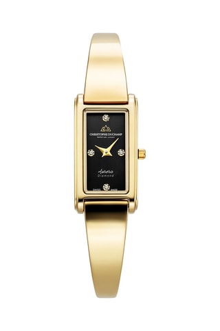 Stalen Quartz Horloge met Diamanten Aurora -