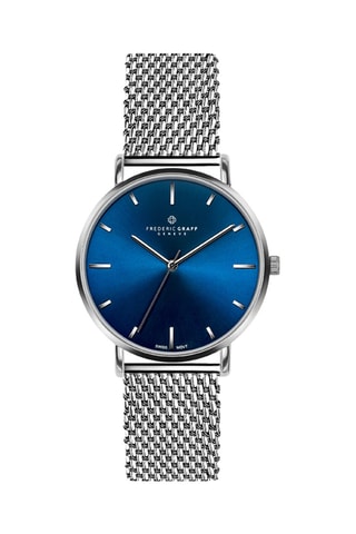 Stalen Quartz Horloge Zilverkleurig en Marineblauw - Walter Bach