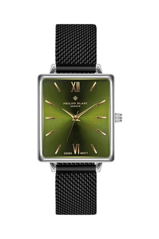 Leren Quartz Horloge Zwart en Zilverkleurig