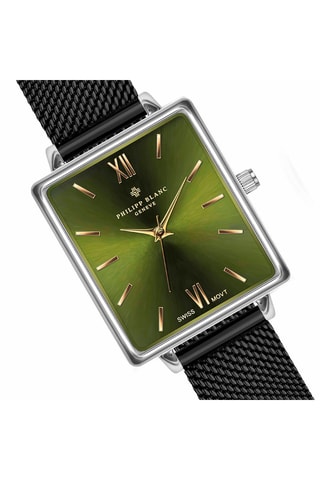 Leren Quartz Horloge Zwart en Zilverkleurig