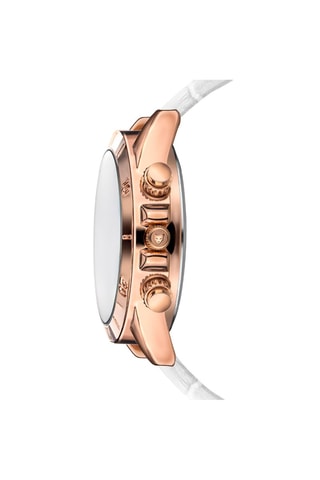 Leren Quartz Horloge Valencia Wit en Roségoudkleurig