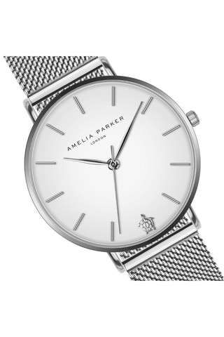 Stalen Quartz Horloge Pure Zilverkleurig en Wit