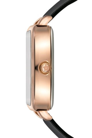 Leren Quartz Horloge Night Plaza- Zwart en Roségoudkleurig