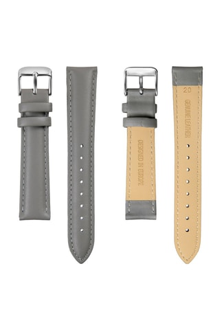 Leren Quartz Horloge 
Grijs en Roségoudkleurig