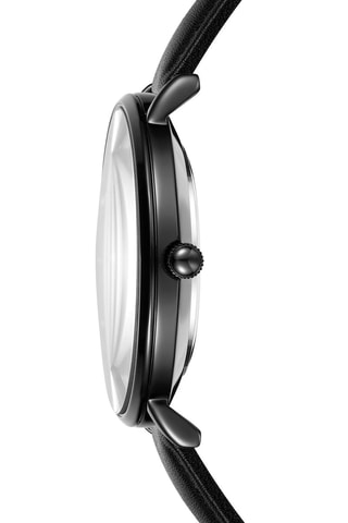 Leren Quartz Horloge Zwart