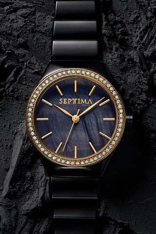 Stalen Quartz Horloge Zwart en Goudkleurig 