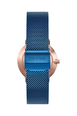 Stalen Quartz Horloge Blauw en roségoudkleurig