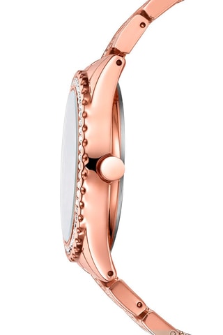 Stalen Quartz Horloge Roségoudkleurig en Donkerblauw