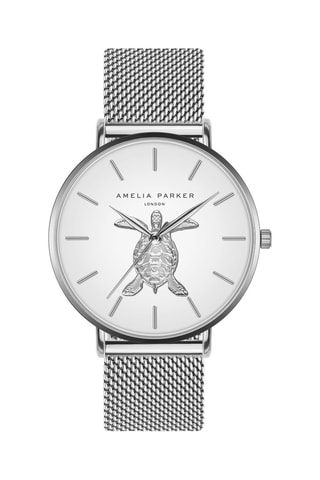 Stalen Quartz Horloge Sand Turtle- Zilverkleurig