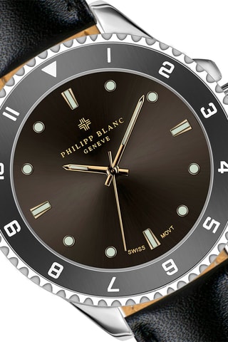 Leren Quartz Horloge Zwart en Zilverkleurig