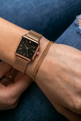 Stalen Quartz Horloge Night Plaza- Roségoudkleurig en Zwart