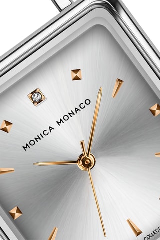 Stalen Quartz Horloge met Diamant - Roségoudkleurig en Zilverkleurig