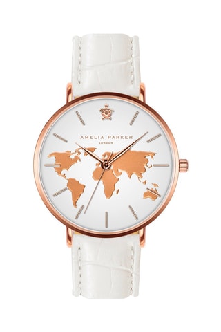 Leren Quartz Horloge Vacation Wit en Roségoudkleurig