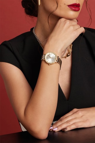 Stalen Quartz Horloge met Zirkonia’s Porcelain