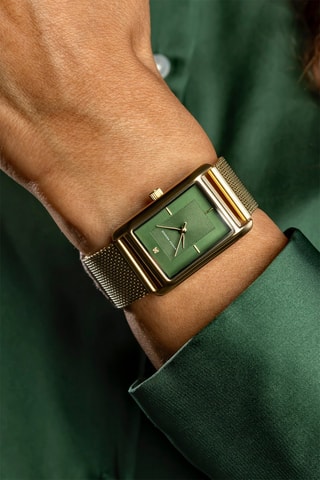 Stalen Quartz Horloge en Diamanten