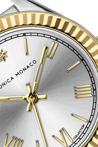 Stalen Quartz Horloge met Diamant - Monica Monaco