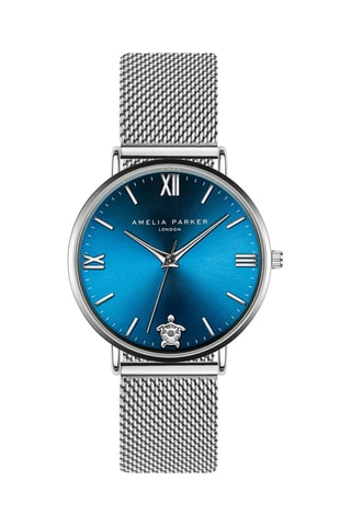 Stalen Quartz Horloge Blue Lagoon - Zilverkleurig en Blauw