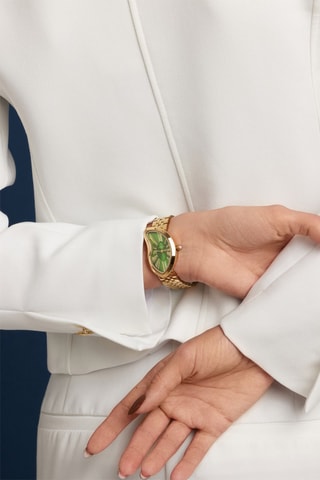 Stalen Quartz Horloge Old Money - Goudkleurig en Groen