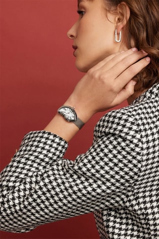 Stalen Quartz Horloge en Parelmoer Old Money - Zilverkleurig en Wit 