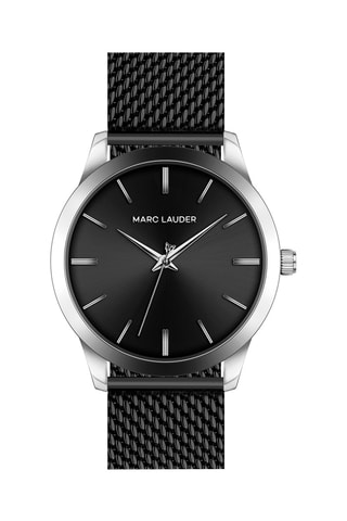 Stalen Quartz Horloge Lyon Zwart en Zilverkleurig