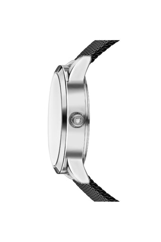 Stalen Quartz Horloge Lyon Zwart en Zilverkleurig