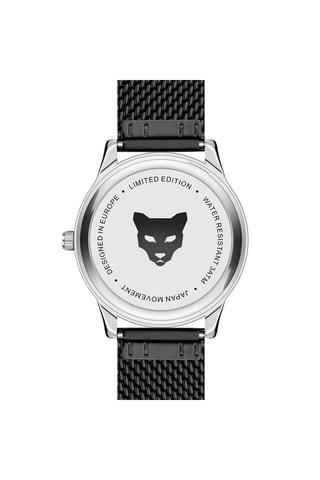 Stalen Quartz Horloge Lyon Zwart en Zilverkleurig