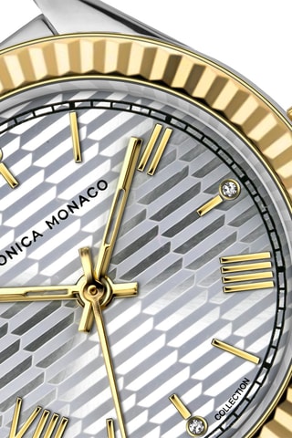 Stalen Quartz Horloge met Diamant - Monica Monaco