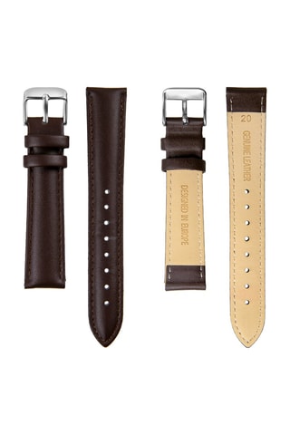 Leren Quartz Horloge Bruin en Zilverkleurig