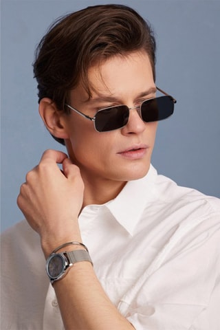 Uniseks gepolariseerde zonnebril Old School- categorie 3 - Zwart en zilverkleurig