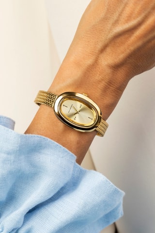 Stalen en Parelmoeren Quartz Horloge - Goudkleurig - Emily Westwood