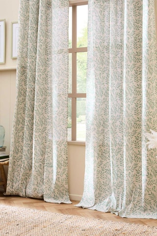 Rideau Naya - Vert sauge et blanc - 140 x 280 cm