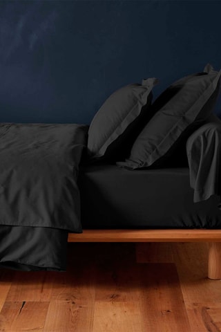 Drap-housse en coton 57 fils/cm² Lina - Noir