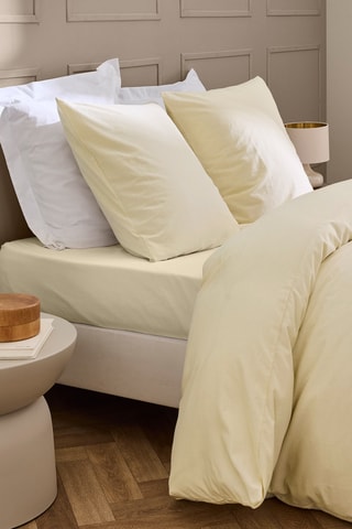 Drap-housse en coton 57 fils/cm² Linella - Ivoire