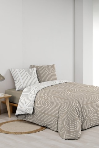 Parure de couette réversible Modul - Blanc et marron