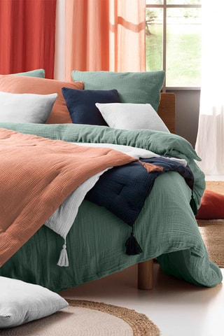 Parure de couette en coton - 57 fils/cm² Angelia - Vert sauge