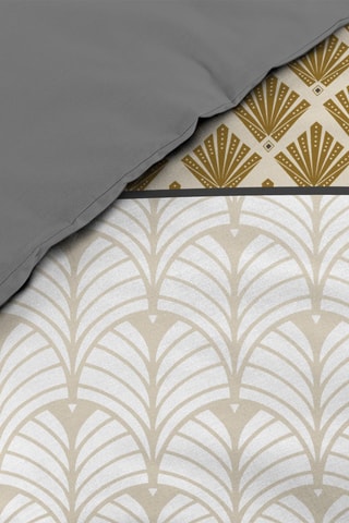 Parure de couette Stria - 52 fils/cm² - Ocre et blanc