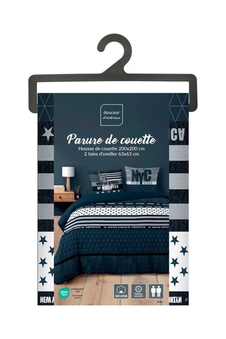 Parure de couette en coton 42 fils/cm² States - Bleu et blanc