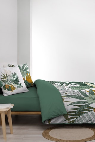 Parure de couette Florida en coton 42 fils/cm² - Blanc et marron