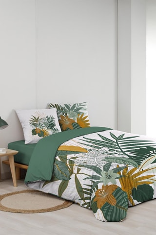 Parure de couette Florida en coton 42 fils/cm² - Blanc et marron