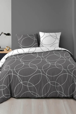 Parure de couette Elton - Anthracite et blanc