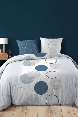 Parure de couette en coton 42 fils/cm² Voie Lactée - Blanc et bleu