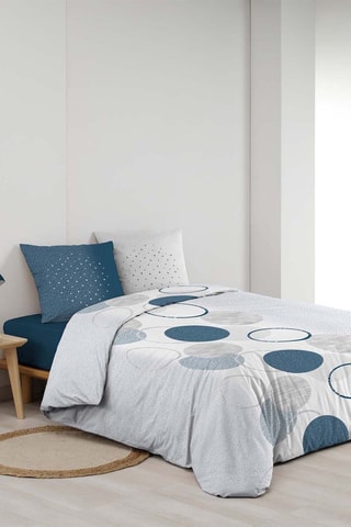 Parure de couette en coton 42 fils/cm² Voie Lactée - Blanc et bleu