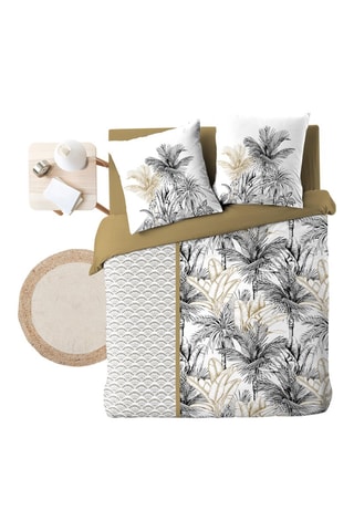 Parure de couette Dakar en coton 42 fils/cm² - Marron et blanc