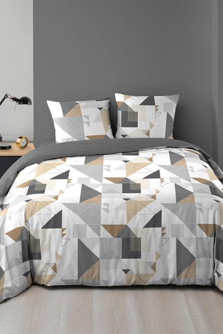 Parure de couette Trigone - Gris et blanc