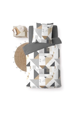 Parure de couette Trigone - Gris et blanc