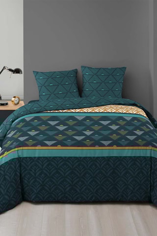 Parure de couette Triade - Bleu-vert et jaune
