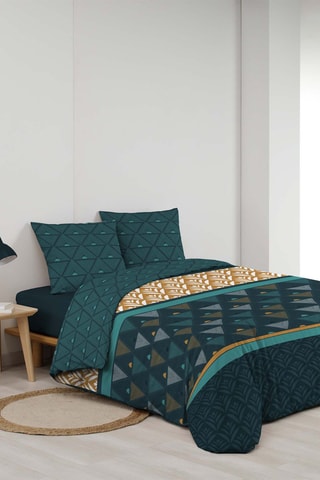 Parure de couette Triade - Bleu-vert et jaune