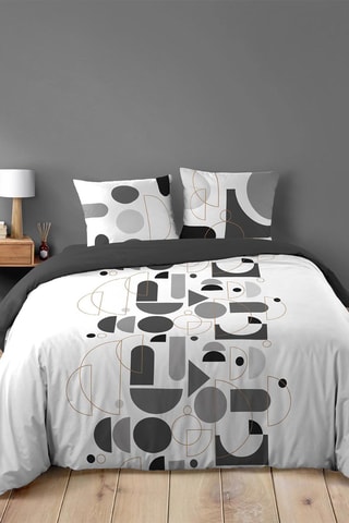 Parure de couette en coton 42 fils/cm² Chilipop - Noir et blanc